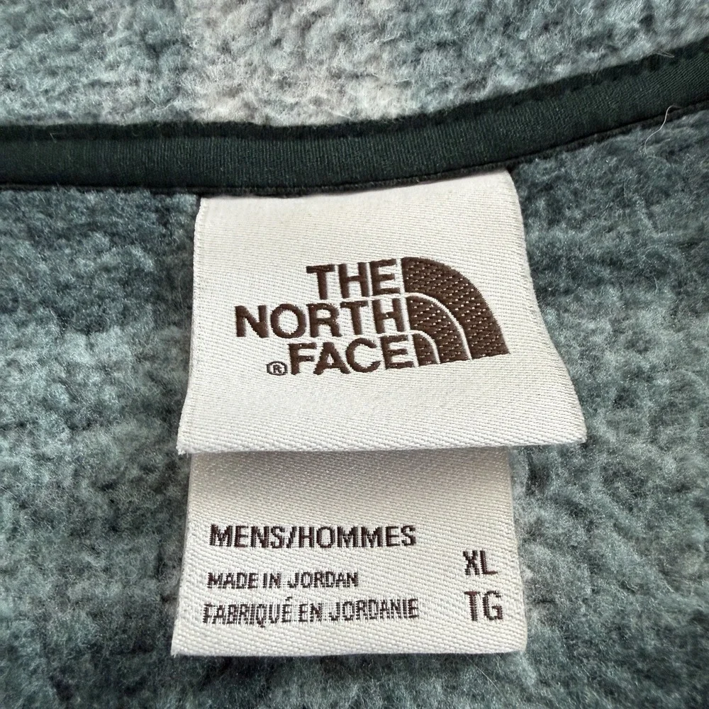North Face Quarter Zip Plaid Fleece Pullover Sweater Forest Green  Size XL